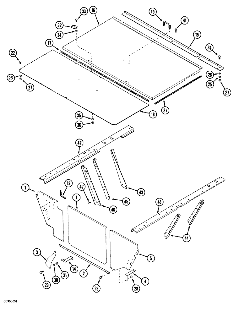 Схема запчастей Case IH 2022 - (9F-16) - ENGINE AND RADIATOR SHIELDS, FRONT ACCESS DOOR AND SUPPORTS (12) - CHASSIS