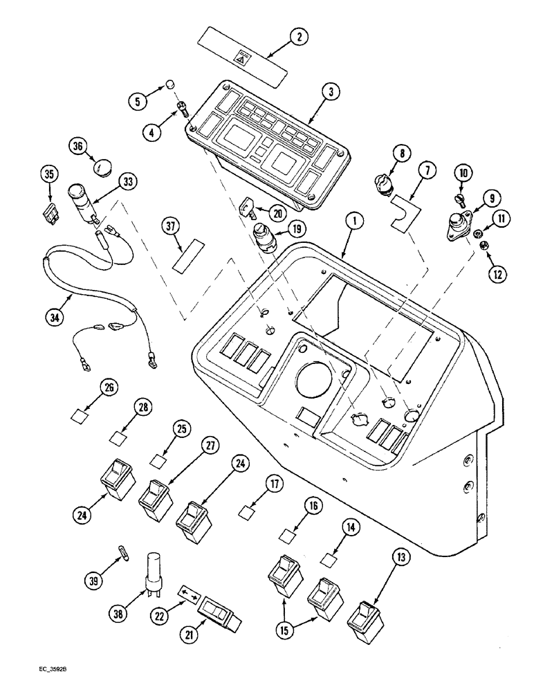 Схема запчастей Case IH 3230 - (4-028) - INSTRUMENTS AND SWITCHES, TRACTOR WITH CAB (04) - ELECTRICAL SYSTEMS