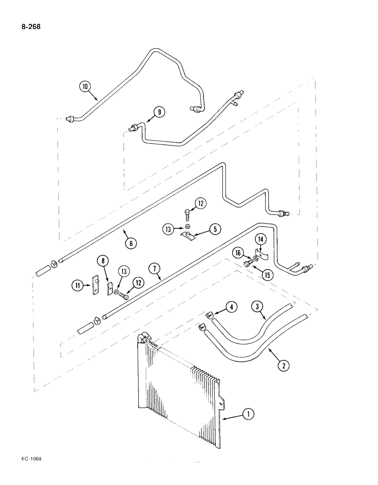 Схема запчастей Case IH 385 - (8-268) - OIL COOLER, SYNCHROMESH DRIVE, TRACTORS P.I.N. 18001 AND AFTER (08) - HYDRAULICS