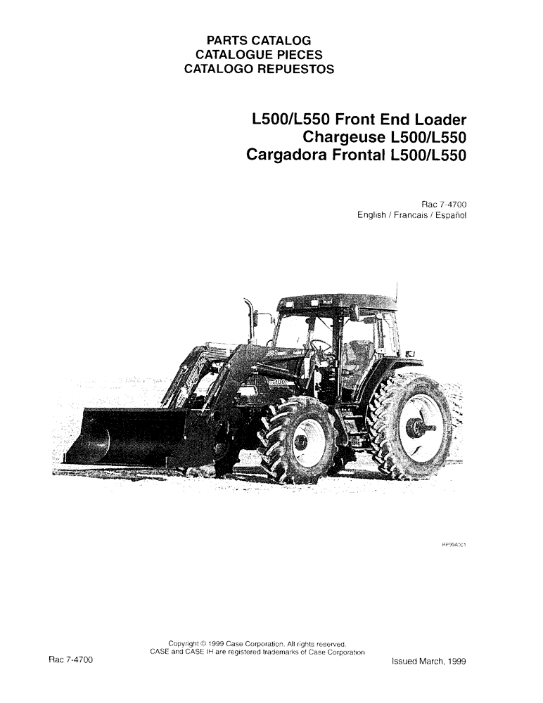 Схема запчастей Case IH L500 - (01) - PARTS CATALOG (00) - PICTORIAL INDEX