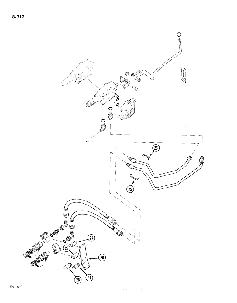 Схема запчастей Case IH 385 - (8-312) - AUX. VALVES, DOUBLE, 2ND BANK, TRACTORS W/1ST BANK DOUBLE ACTING VALVE & HYD. DRAFT CONTROL (CONTD) (08) - HYDRAULICS