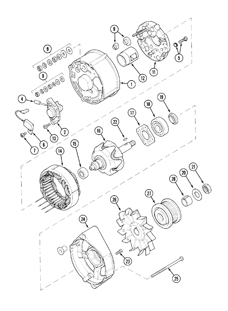 Схема запчастей Case IH MX120 - (04-19) - ALTERNATOR - 65 AMP (04) - ELECTRICAL SYSTEMS