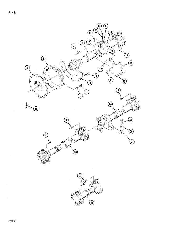Схема запчастей Case IH 9230 - (6-046) - DRIVE SHAFT MOUNTING (06) - POWER TRAIN