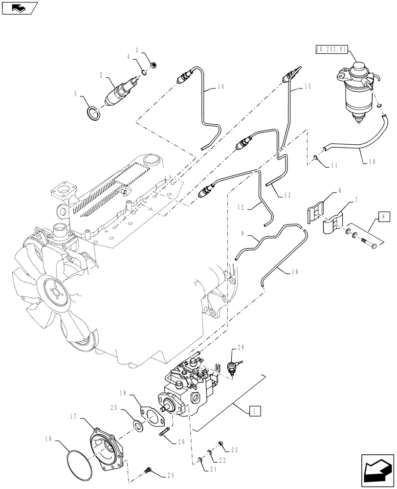 Схема запчастей Case IH FARMALL 50B - (10.242.02) - FUEL SYSTEM - FUEL INJECTION PUMP (10) - ENGINE
