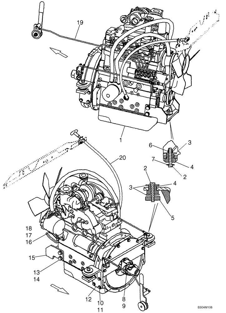 Схема запчастей Case IH 420 - (02-05) - ENGINE - MOUNTING (02) - ENGINE
