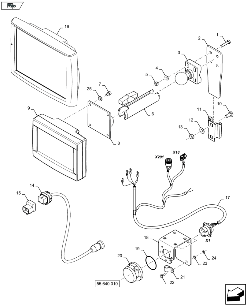 Схема запчастей Case IH LB324R - (55.418.020) - MONITOR, INTELLIVIEW III AND TOUCHSCREEN - C136 (55) - ELECTRICAL SYSTEMS