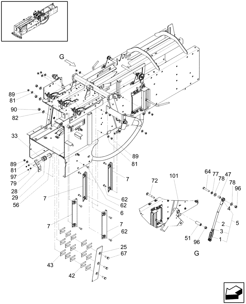 Схема запчастей Case IH SB541 - (62.150.03[2]) - STATIONARY KNIFE, NEEDLE YOKE ROD & HAY WEDGES, SB541 (62) - PRESSING - BALE FORMATION