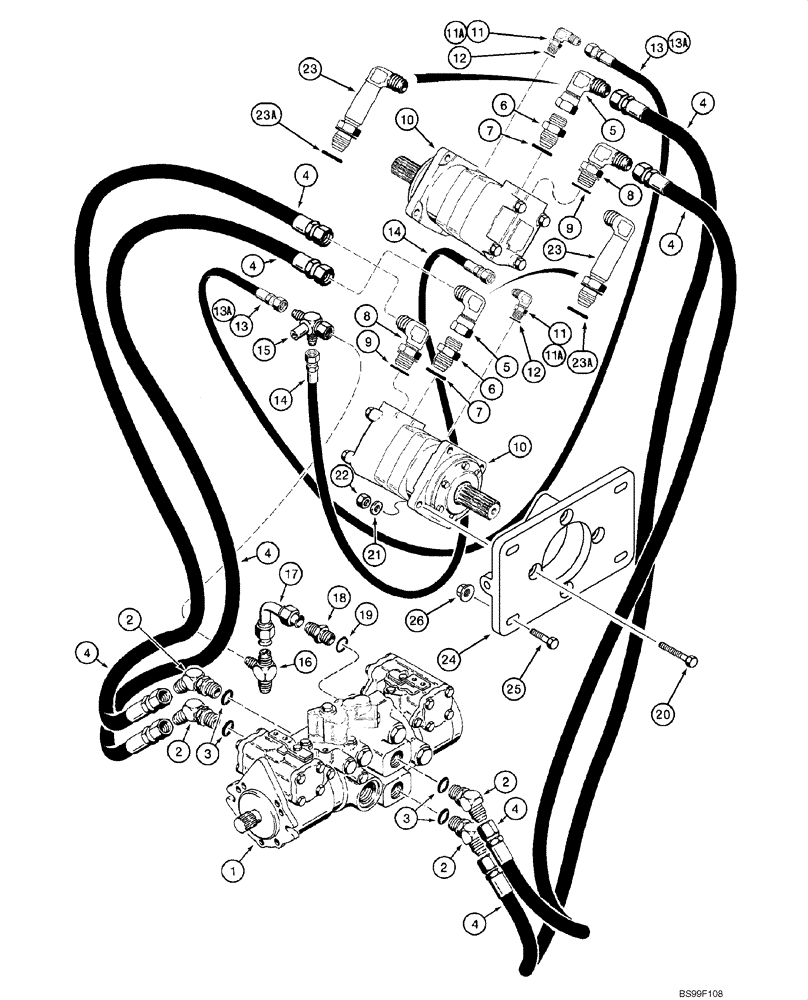 Схема запчастей Case IH 1845C - (06-09) - HYDROSTATIC - PUMP AND DRIVE MOTORS, JAF0067438 - (06) - POWER TRAIN