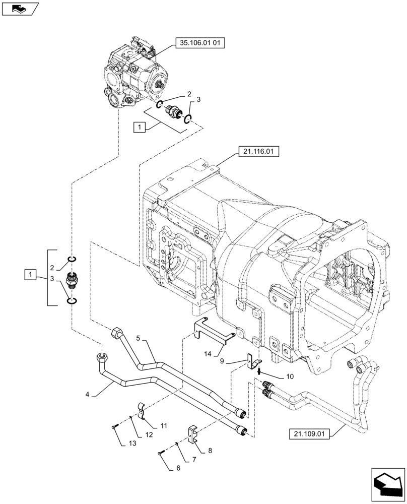 Схема запчастей Case IH PUMA 145 - (21.102.01[01]) - TRANSMISSION LUBRIFICATION LINE - C7113 (21) - TRANSMISSION