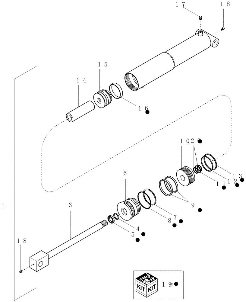 Схема запчастей Case IH 1200PT - (A.10.A[02]) - HYDRAULIC CYLINDER - 87441307 (BSN CBJ022483) A - Distribution Systems