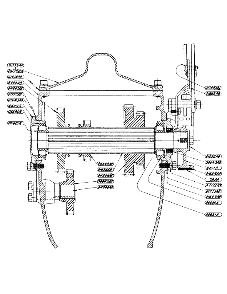 Схема запчастей Case IH D-SERIES - (059) - SLIDING GEAR SHAFT ASSEMBLY, (D, DC, DH, DO, DV) (06) - POWER TRAIN