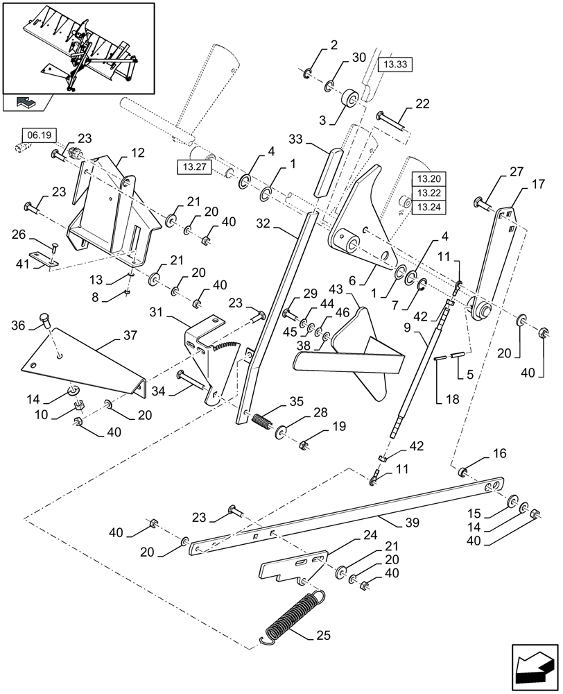 Схема запчастей Case IH LB333R - (13.26[01]) - FEEDER TRIP (13) - FEEDER