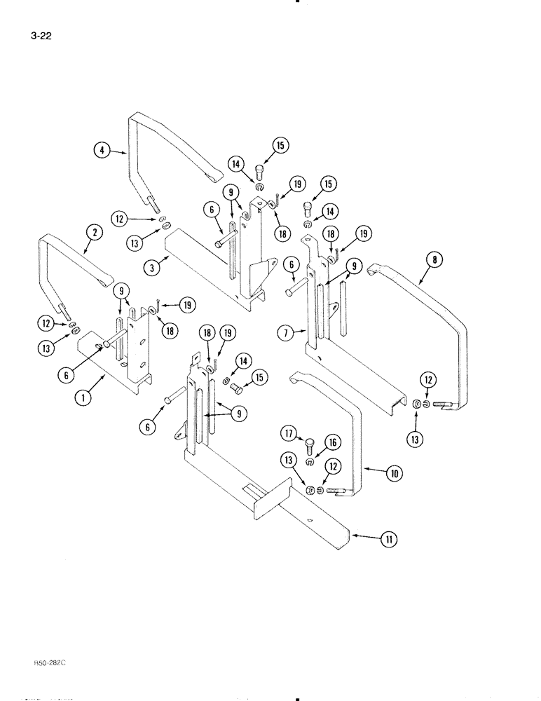 Схема запчастей Case IH 595 - (3-22) - FUEL TANK MOUNTINGS, TRACTOR WITH CAB (03) - FUEL SYSTEM