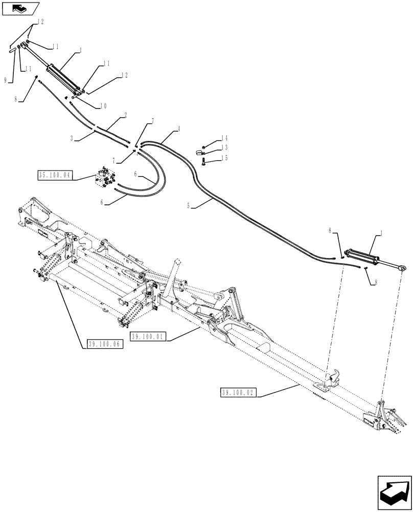 Схема запчастей Case IH 920 - (35.100.03) - OUTER WING HYDRAULICS (35) - HYDRAULIC SYSTEMS