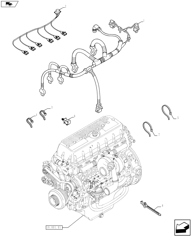 Схема запчастей Case IH F3BFA614E E007 - (55.100.05) - MOTOR ELECTRIC INSTALLATION (5801499065-5801465788) (55) - ELECTRICAL SYSTEMS