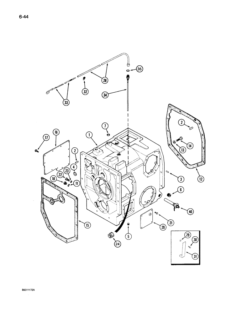 Схема запчастей Case IH 7140 - (6-044) - TRANSMISSION, RANGE HOUSING, TRANSMISSION S/N AJB0044915 AND AFTER (06) - POWER TRAIN