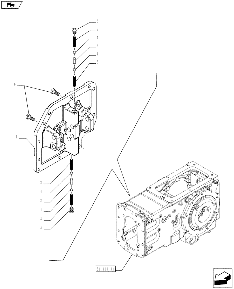 Схема запчастей Case IH FARMALL 65C - (21.130.04) - GEARBOX REDUCER LEVER SUPPOT (21) - TRANSMISSION
