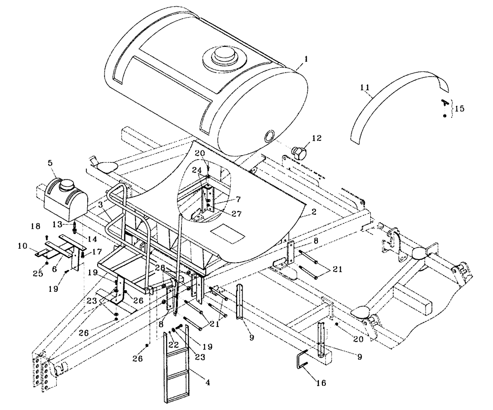 Схема запчастей Case IH 4300 - (75.200.15) - TOOL BAR MOUNT TANK (09) - CHASSIS/ATTACHMENTS