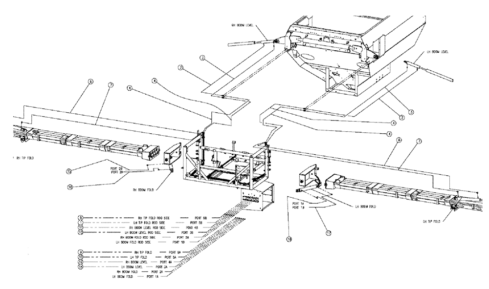 Схема запчастей Case IH 810 - (04-020) - HOSE GROUP, 70 BOOMS Boom Group