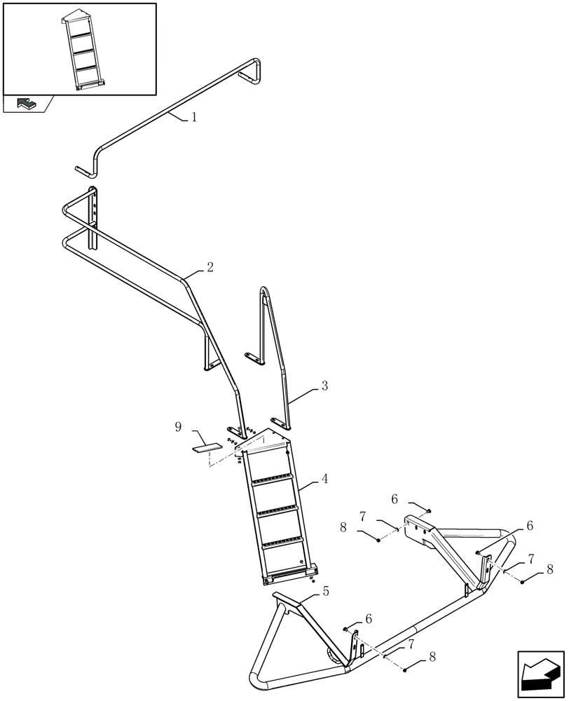 Схема запчастей Case IH LBX332P - (08.013A[01]) - LADDER AND HAND-RAIL FOR MAINTENANCE (08) - SHEET METAL/DECALS