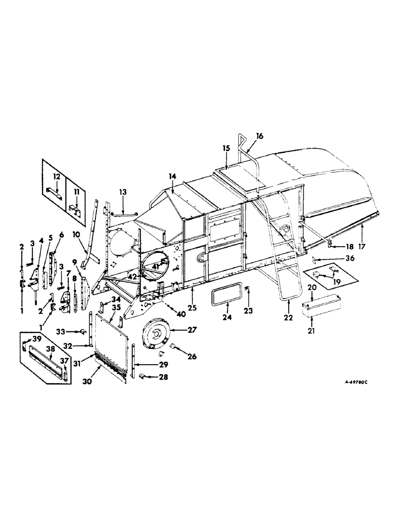 Схема запчастей Case IH 303 - (053) - SEPARATOR, HOOD AND SERVICE LADDER (90) - PLATFORM, CAB, BODYWORK AND DECALS