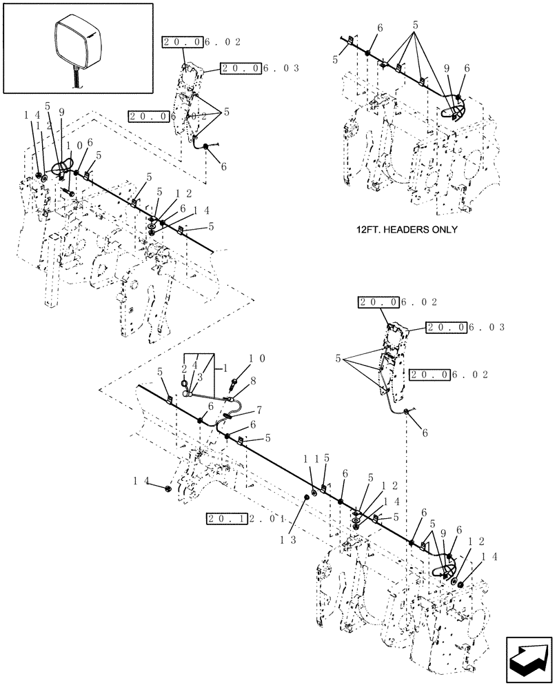 Схема запчастей Case IH HDX122 - (20.06.01) - ELECTRICAL, HARNESS (55) - ELECTRICAL SYSTEMS