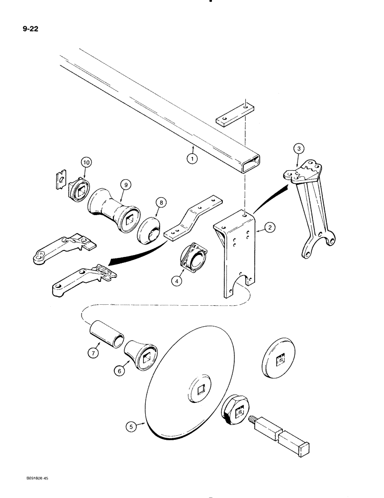 Схема запчастей Case IH 475 - (9-22) - DISKS AND GANGS, USED WITH NON-FOLDING FRAME, 1-1/8 INCH DIAMETER SQUARE ARBOR BOLT (09) - CHASSIS/ATTACHMENTS