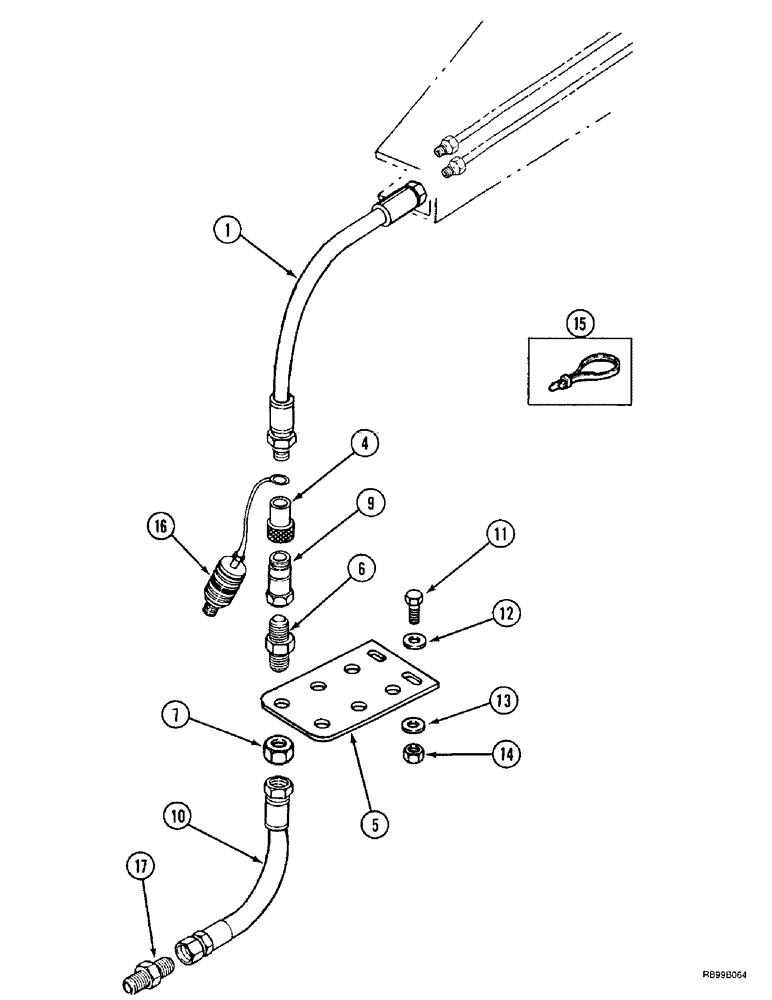 Схема запчастей Case IH L500 - (8-016) - HYDRAULICS - EXTERNAL VALVE (2 FUNCTION C70 - C100), W/OUT SELF LEVELING (08) - HYDRAULICS