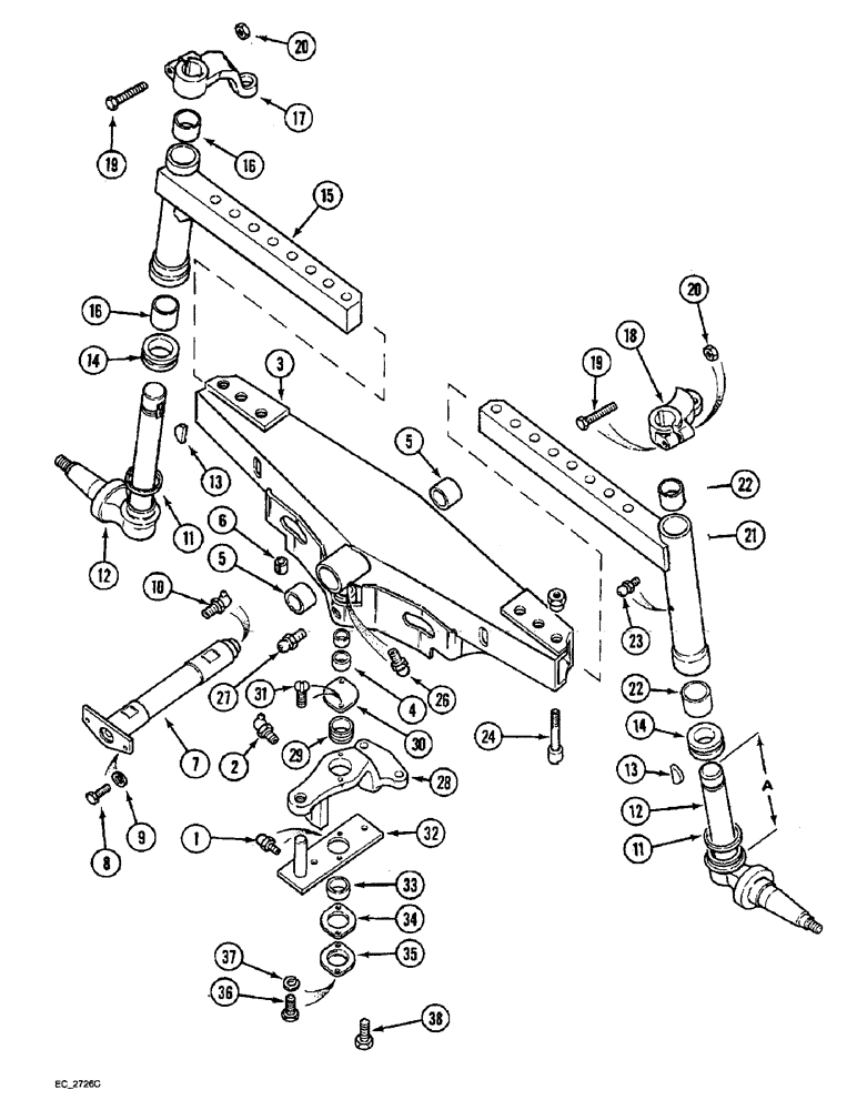 Схема запчастей Case IH 4240 - (5-26) - ADJUSTABLE STRAIGHT FRONT AXLE, 52 TO 82 INCH TRACK (05) - STEERING
