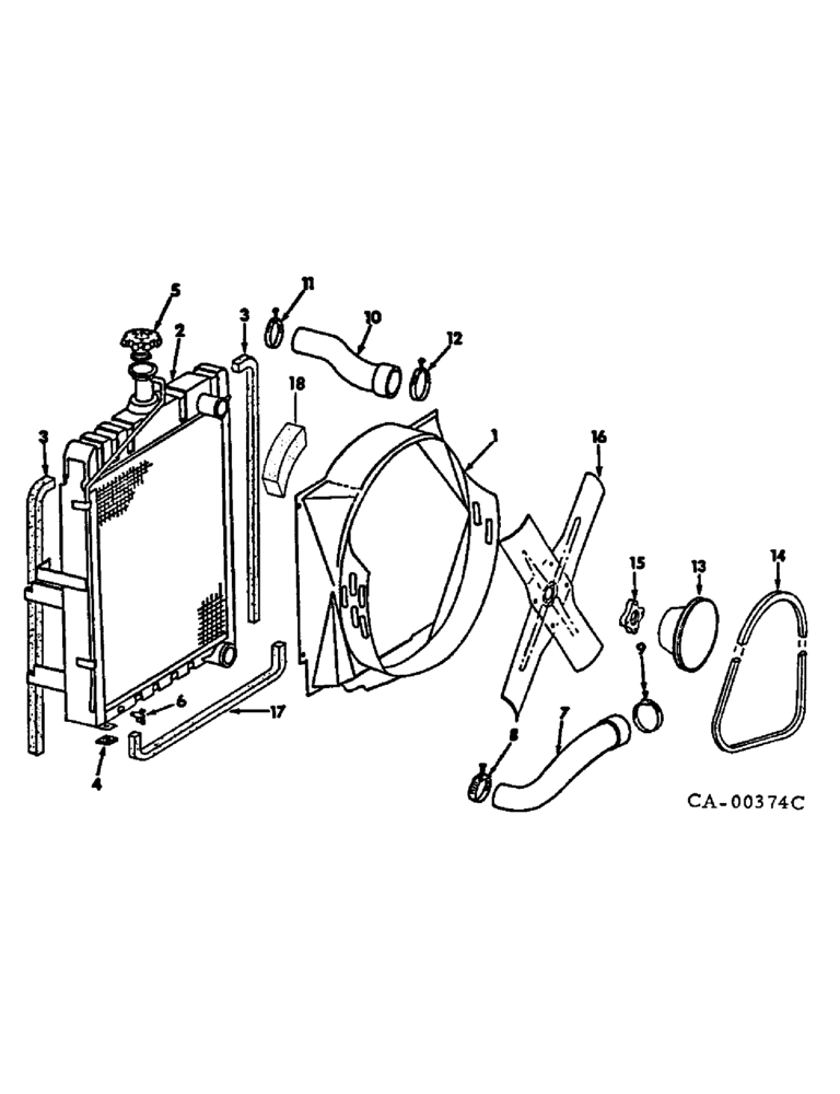 Схема запчастей Case IH 574 - (06-05) - COOLING, RADIATOR AND CONNECTIONS Cooling