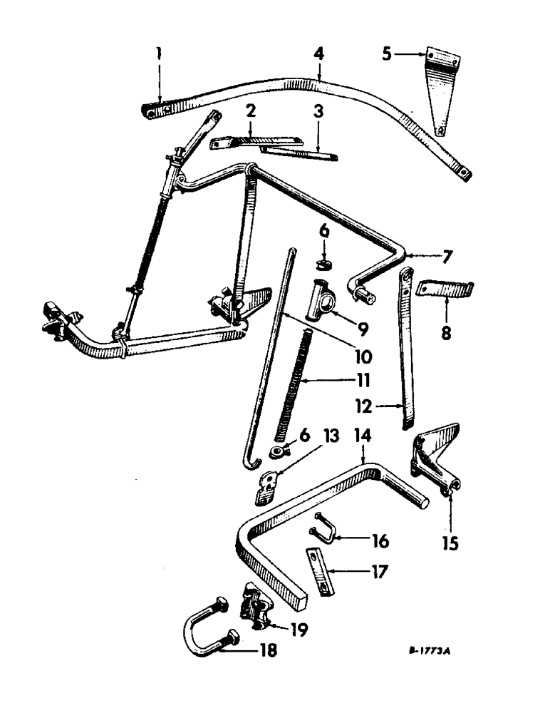 Схема запчастей Case IH A-144 - (L-07) - ROCKSHAFT AND TOOL BAR, REAR SECTION, FOR FARMALL A TRACTOR 