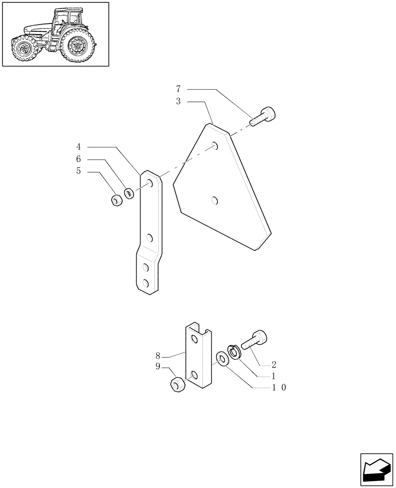 Схема запчастей Case IH JX1080U - (1.99.3/02[01]) - (VAR.012-126-626) ESCAPE HATCH - SCANDINAVIA (W/CAB) - NUMBER PLATE SUPPORT (10) - OPERATORS PLATFORM/CAB