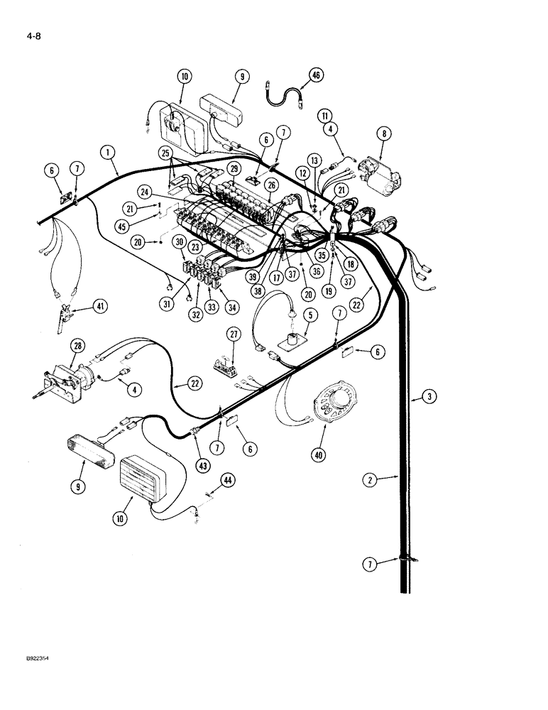 Схема запчастей Case IH 9230 - (4-008) - OVERHEAD CAB HARNESS (04) - ELECTRICAL SYSTEMS