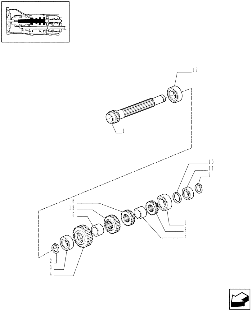 Схема запчастей Case IH JX95 - (1.28.1/04[02A]) - (VAR.382) 20 X 12 COMBINATA ( SYNCHRO SHUTTLE + CREEPER) - SHAFTS AND GEARS - D6967 (03) - TRANSMISSION