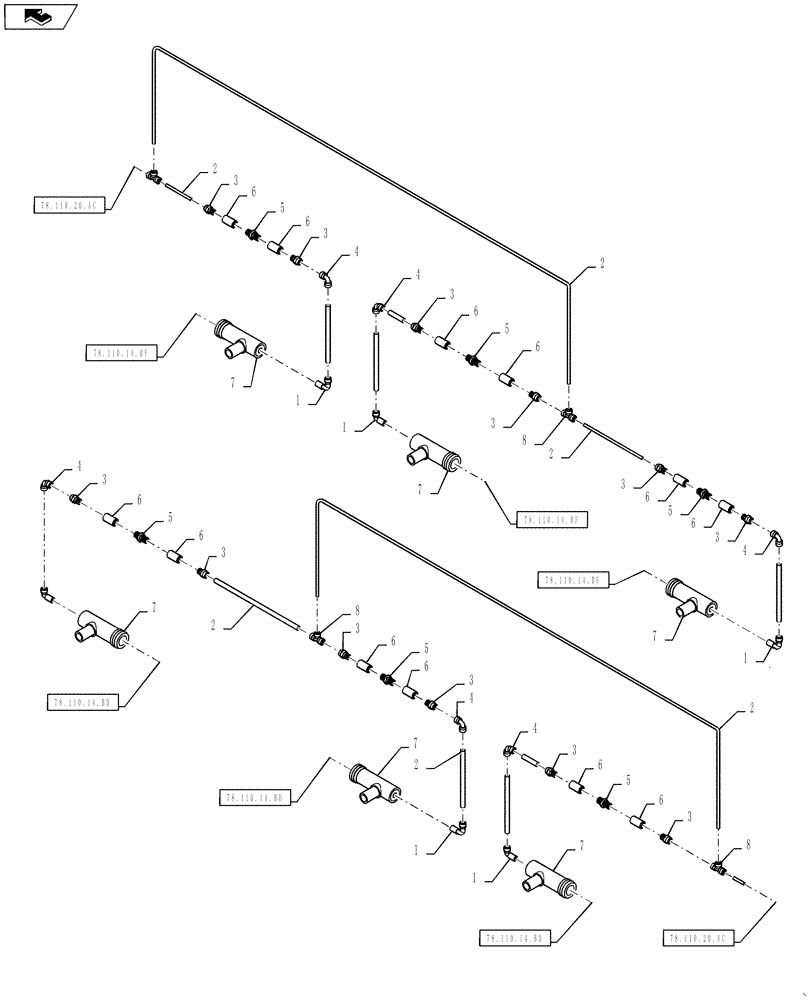 Схема запчастей Case IH 610 - (78.110.20.AD) - LIQUID RECOVERY, 70 BOOM, 60" SPACING, OUTER BOOMS, LH/RH (78) - SPRAYING