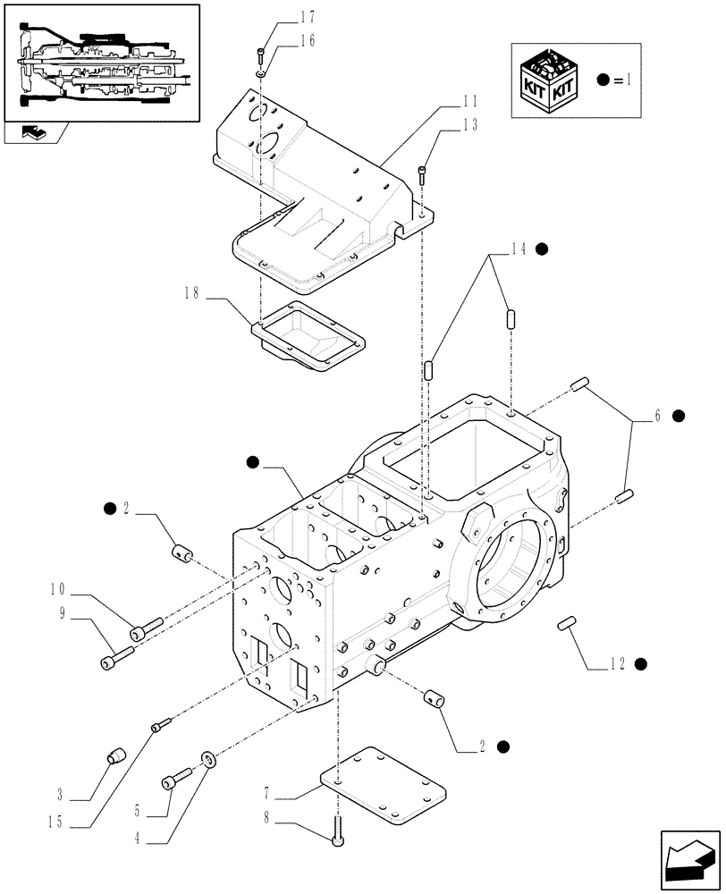 Схема запчастей Case IH FARMALL 70 - (1.21.0[02A]) - REAR TRANSMISSION BOX - CAPS AND COVERS - D6839 (03) - TRANSMISSION