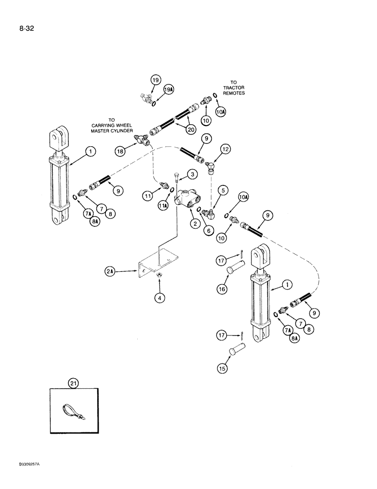 Схема запчастей Case IH 950 - (8-032) - ROW MARKER HYDRAULIC SYSTEM, 4, 6 AND 8 ROW NARROW, RIGID, 4 & 6 ROW WIDE, RIGID (08) - HYDRAULICS