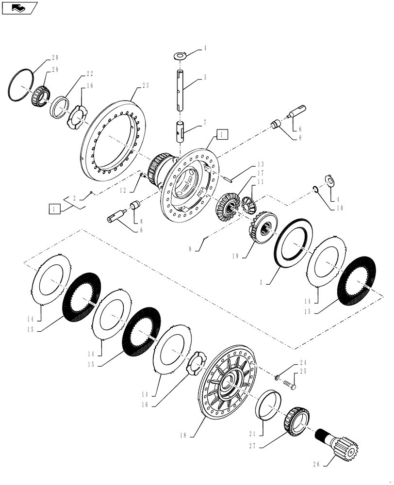 Схема запчастей Case IH STEIGER 450 - (25.102.11) - AXLE - ASSY - 425 SERIES - DIFFERENTIAL, WITH DIFFERENTIAL LOCKS (25) - FRONT AXLE SYSTEM
