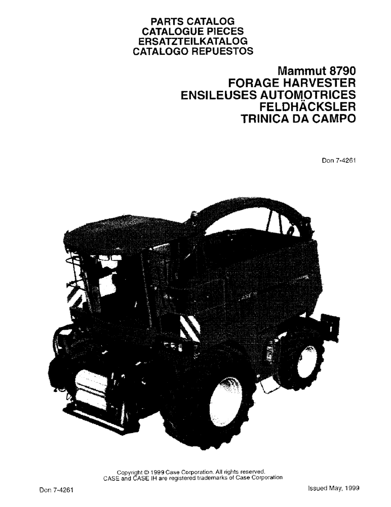 Схема запчастей Case IH 8790 - (001) - PARTS CATALOG (05) - SERVICE & MAINTENANCE