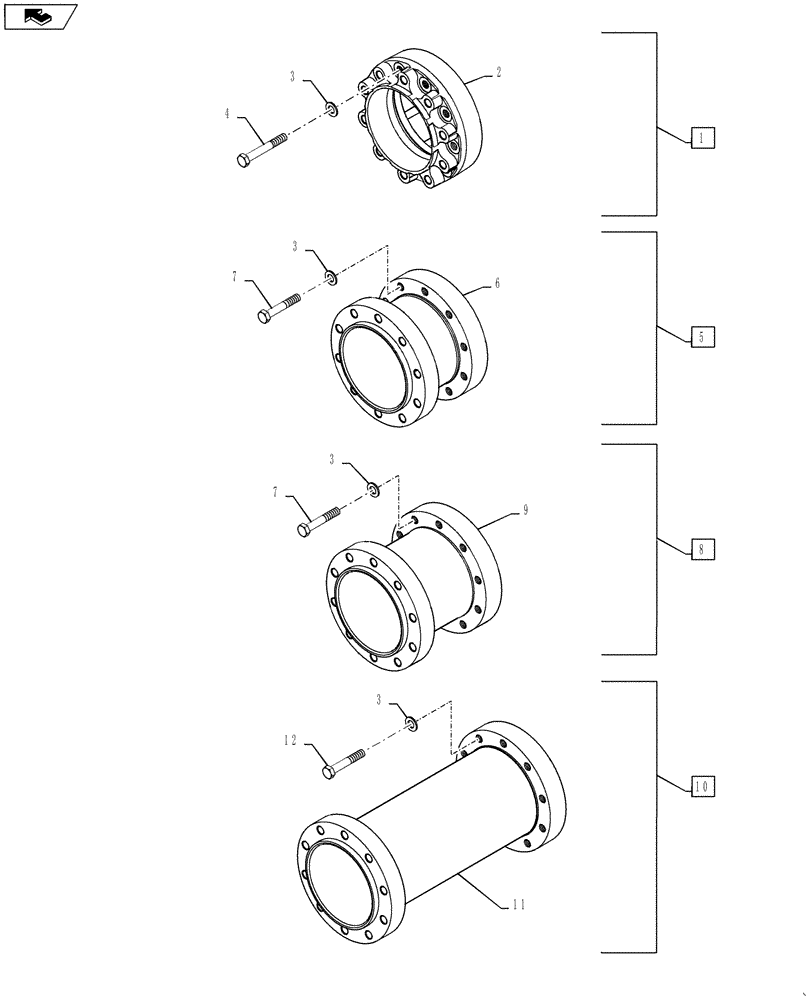 Схема запчастей Case IH STEIGER 400 - (44.100.02) - WHEEL SPACERS (44) - WHEELS