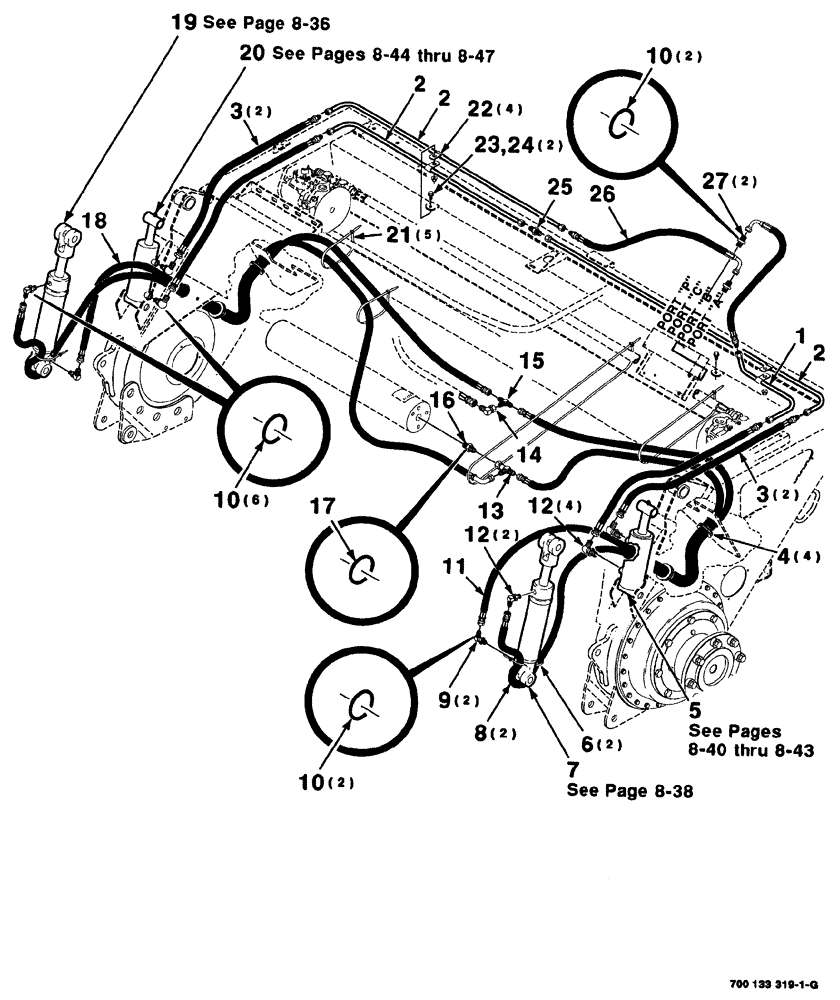 Схема запчастей Case IH 8880HP - (08-028) - HEADER LIFT HYDRAULIC ASSEMBLY (35) - HYDRAULIC SYSTEMS