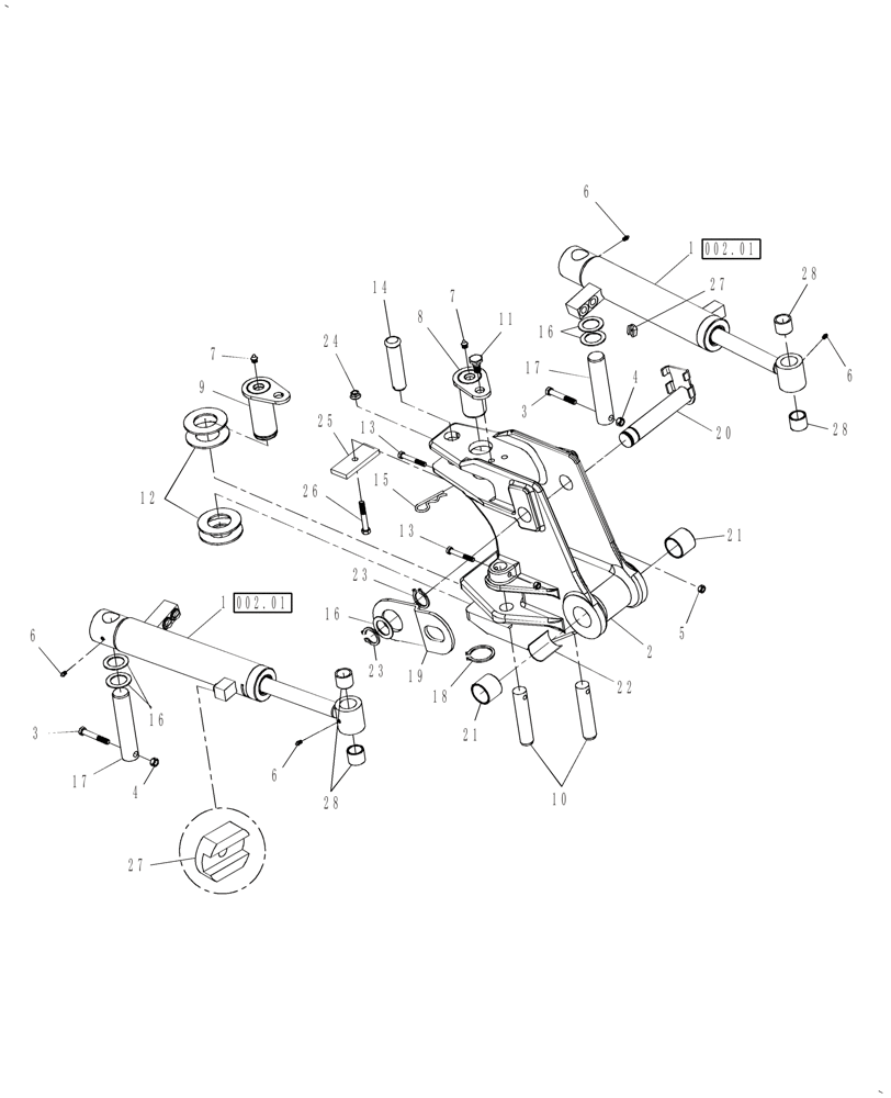 Схема запчастей Case IH BH102 - (002) - SWING FRAME ASSEMBLY (39) - FRAMES AND BALLASTING