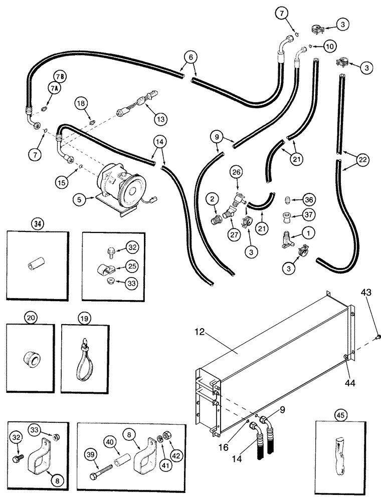 Схема запчастей Case IH 420 TIER 3 - (09E-16) - HEATER - AIR CONDITIONING - CHASSIS CONNECTIONS (10) - CAB & AIR CONDITIONING