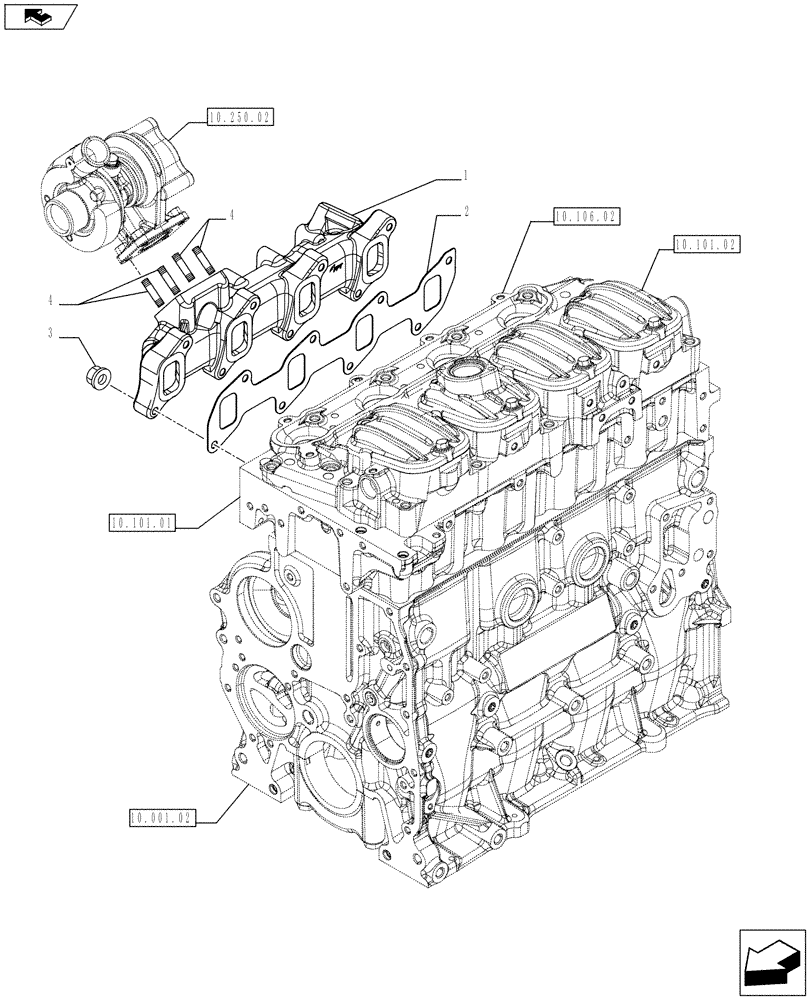 Схема запчастей Case IH F5AE9454L A002 - (10.254.05) - EXHAUST MANIFOLD (10) - ENGINE