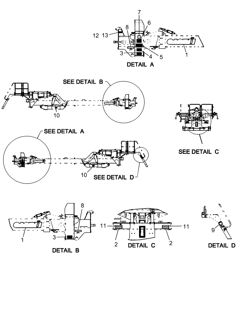 Схема запчастей Case IH 1260 - (90.108.01) - DECALS - CENTER PACKAGE (90) - PLATFORM, CAB, BODYWORK AND DECALS