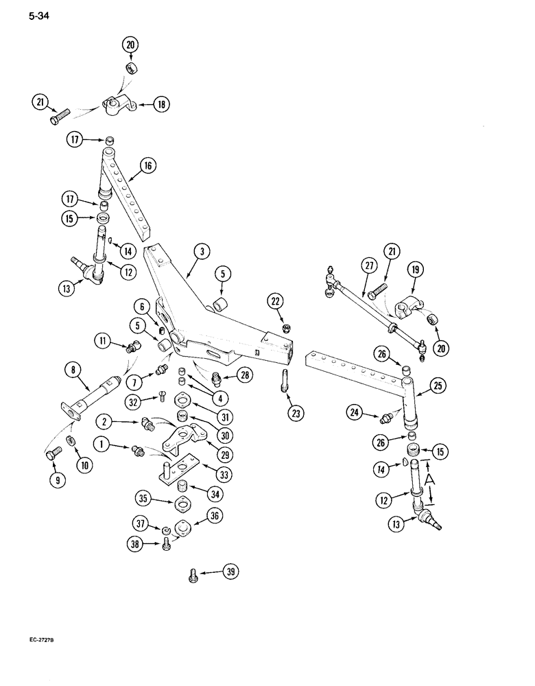 Схема запчастей Case IH 995 - (5-34) - ADJUSTABLE SWEPT BACK FRONT AXLE, 48 TO 80 INCH TRACK (05) - STEERING