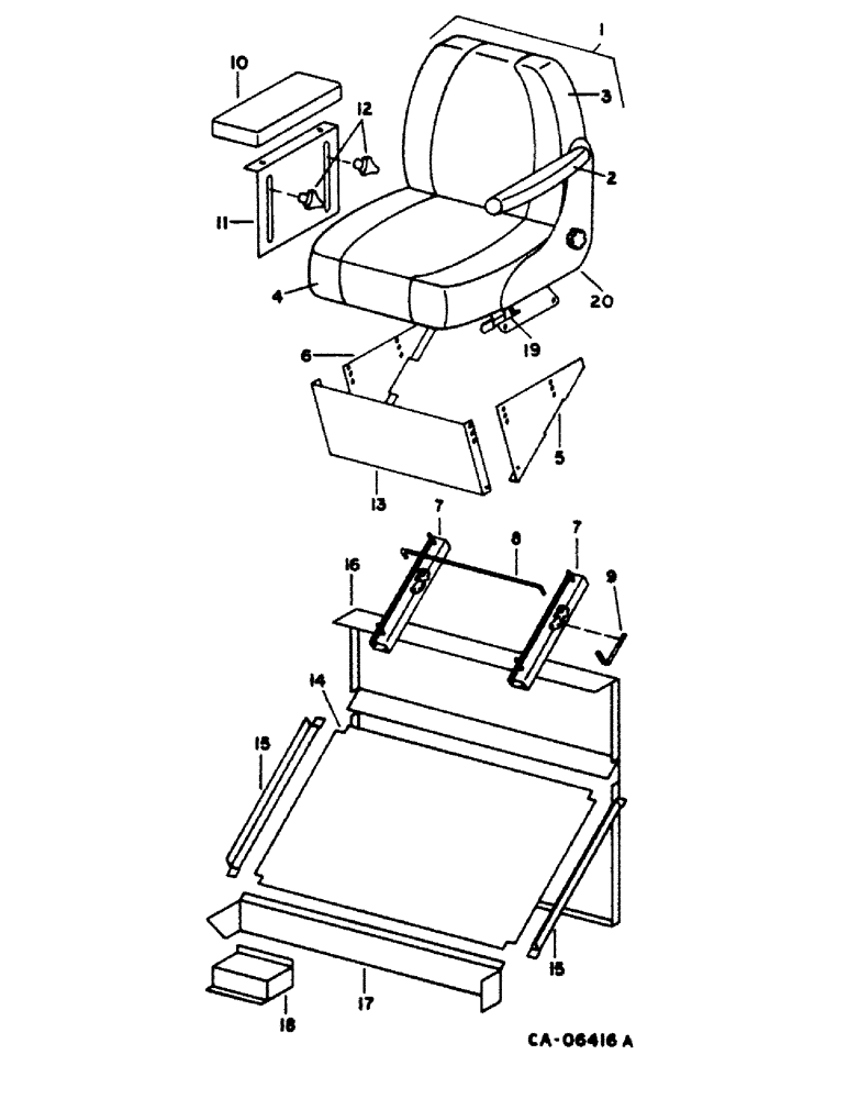 Схема запчастей Case IH 1420 - (13-10) - SUPERSTRUCTURE, OPERATORS SEAT (05) - SUPERSTRUCTURE