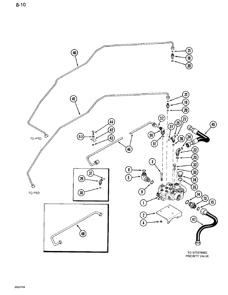 Схема запчастей Case IH 7120 - (8-10) - PTO HYDRAULICS, PRIOR TO TRANSMISSION SERIAL NUMBER AJB0044915 (08) - HYDRAULICS