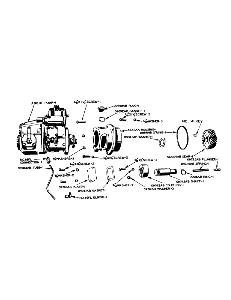 Схема запчастей Case IH 900 - (016) - DIESEL ENGINE, SINGLE PLUNGER FUEL PUMP, PRIOR TO SERIAL NUMBER 8141036 (02) - ENGINE