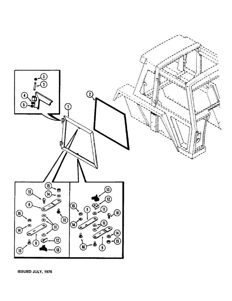 Схема запчастей Case IH 1570 - (283C) - CAB, RIGHT HAND SIDE WINDOW (09) - CHASSIS/ATTACHMENTS